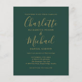 Budget Emerald Gold Script Foto Einladung zur Hoch (Vorderseite)