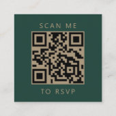 Budget Emerald Gold Script Wedding QR Code UAWG Begleitkarte (Rückseite)