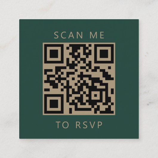 Budget Emerald Gold Script Wedding QR Code UAWG Begleitkarte (Rückseite)