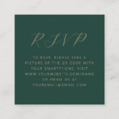 Budget Emerald Gold Script Wedding QR Code UAWG Begleitkarte (Vorderseite)