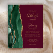 Budget Emerald Green Agate Burgundy Wedding Einlad