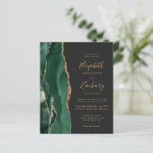 Budget Emerald Green Agate Dark Wedding Einladung (Stehend Vorderseite)