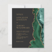 Budget Emerald Green Agate Gold Wedding Einladung (Vorderseite)