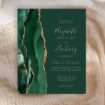 Budget Emerald Green Agate Hochzeitseinladung<br><div class="desc">Der links Rand dieser eleganten,  modernen Hochzeitseinladung zeichnet sich durch einen smaragdgrünen Aquarellstreifen aus,  der mit vergoldetem Imitat-Glitzer bestickt ist. Der anpassbare Text kombiniert goldfarbene Handschrift,  Copperplate und kursiv Schriftart auf einem smaragdgrünen Hintergrund. Die Rückseite ist mit einem smaragdgrünen und goldgelben Dekor ausgestattet.</div>