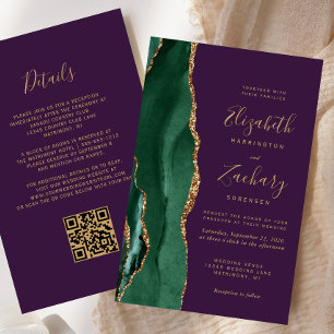 Budget Emerald Green Agate Lila QR Code Wedding