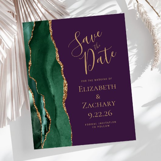 Budget Emerald Green Agate Lila Save the Date