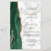 Budget Emerald Green Agate Marble QR Code Wedding (Vorderseite)