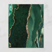 Budget Emerald Green Agate Marble Wedding Menu (Rückseite)