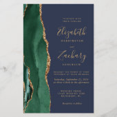 Budget Emerald Green Agate Navy QR Code Hochzeit (Vorderseite)