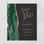 Budget Emerald Green Agate Rose Gold Save the Date (Vorderseite)