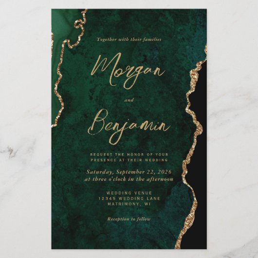 Budget Emerald Green Agate Skript Einladung zur Ho (Vorderseite)