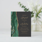 Budget Emerald Green Agate Wedding Einladung (Stehend Vorderseite)