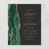 Budget Emerald Green Agate Wedding Einladung (Vorderseite)