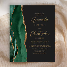 Budget Emerald Green Agate Wedding Einladung