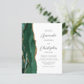 Budget Emerald Green Agate Wedding Invite (Stehend Vorderseite)