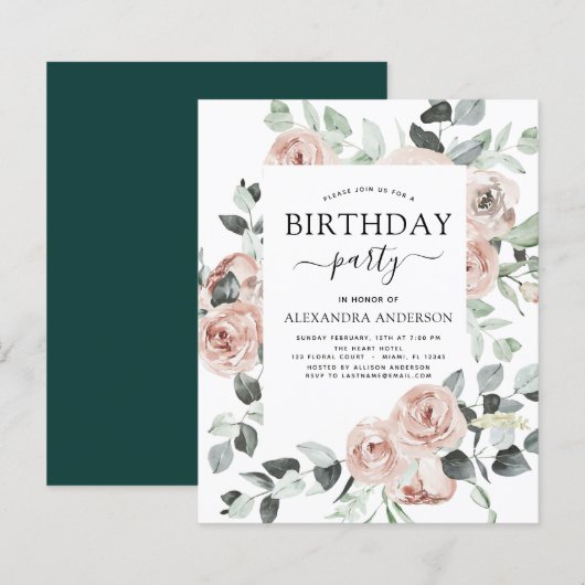 Budget Emerald Green Birthday Party Floral (Vorne/Hinten)