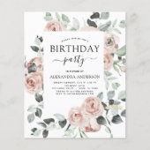Budget Emerald Green Birthday Party Floral (Vorderseite)
