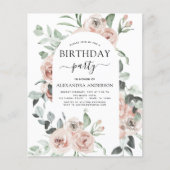 Budget Emerald Green Birthday Party Floral (Vorderseite)