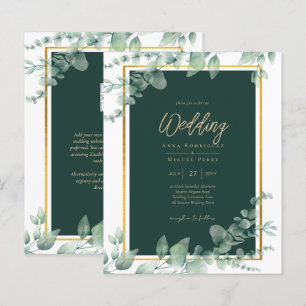 Budget Emerald Green Botanical Gold Wedite Einladu