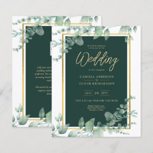 Budget Emerald Green Botanical Gold Wedite Einladu