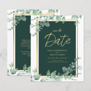 Budget Emerald Green Botanical Gold Wedite Einladu