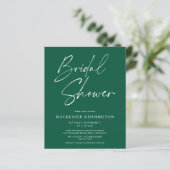 Budget Emerald Green Bridal Dusche Einladung (Stehend Vorderseite)