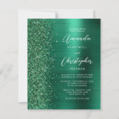 Budget Emerald Green Brushed Metal Wedding (Vorderseite)