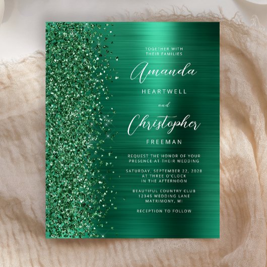 Budget Emerald Green Brushed Metal Wedding