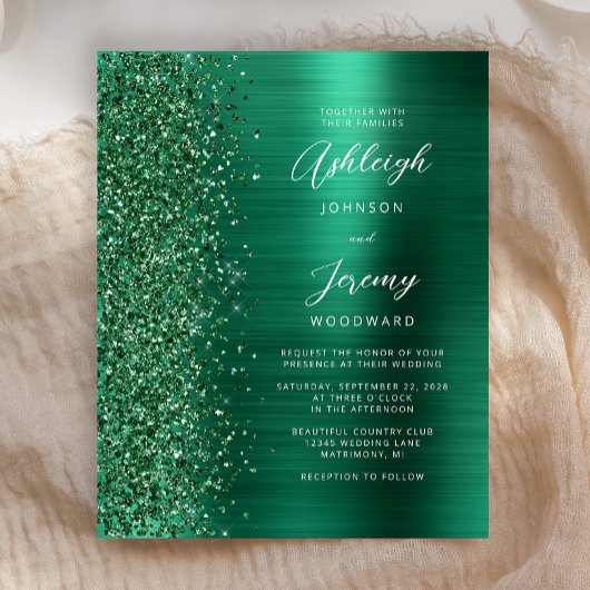 Budget Emerald Green Brushed Metal Wedding