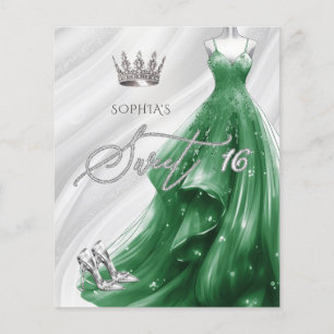 Budget Emerald Green Dress Sweet 16 Einladung