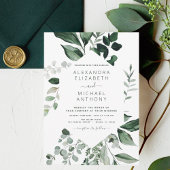 Budget Emerald Green Eucalyptus Wedding Einladung