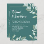Budget Emerald Green Eucalyptus Wedding Einladung (Vorne/Hinten)
