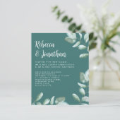 Budget Emerald Green Eucalyptus Wedding Einladung (Stehend Vorderseite)