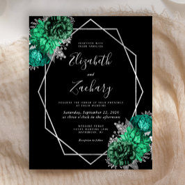 Budget Emerald Green Floral Silver Black Wedding