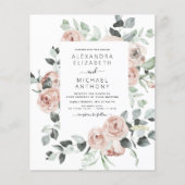 Budget Emerald Green Floral Wedding Einladung (Vorderseite)