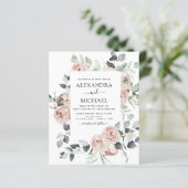 Budget Emerald Green Floral Wedding Einladung (Stehend Vorderseite)