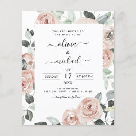 Budget Emerald Green Floral Wedding Einladung Flyer