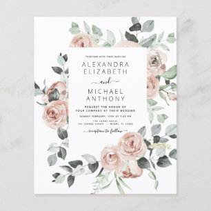Budget Emerald Green Floral Wedding Flyer
