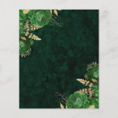 Budget Emerald Green Floral Wedding Save the Date (Rückseite)