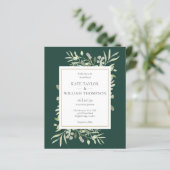 Budget Emerald Green Foliage Wedding Foto Einladun (Stehend Vorderseite)