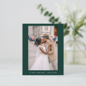 Budget Emerald Green Foto Wedding Einladung (Stehend Vorderseite)