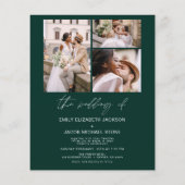 Budget Emerald Green Foto Wedding Einladung (Rückseite)