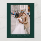 Budget Emerald Green Foto Wedding Einladung (Vorderseite)