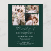 Budget Emerald Green Foto Wedding Einladung Flyer (Hinten)