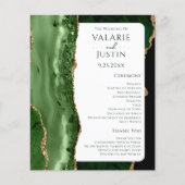 Budget Emerald Green Glitzer Wedding Program (Vorderseite)