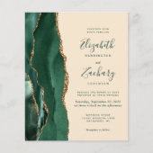 Budget Emerald Green Gold Agate Champagne Wedding (Vorderseite)