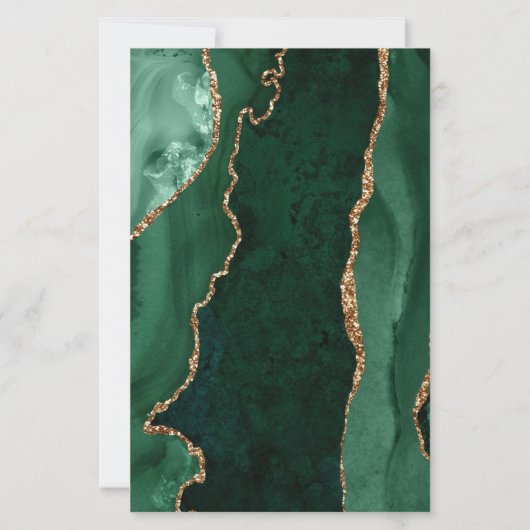 Budget Emerald Green Gold Agate Champagne Wedding (Rückseite)