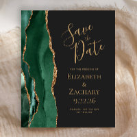 Budget Emerald Green Gold Agate Dark Save the Date