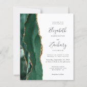Budget Emerald Green Gold Agate Hochzeitseinladung (Vorderseite)