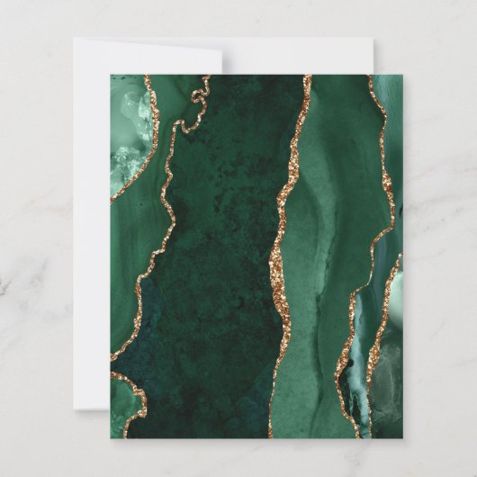 Budget Emerald Green Gold Agate Hochzeitseinladung (Rückseite)